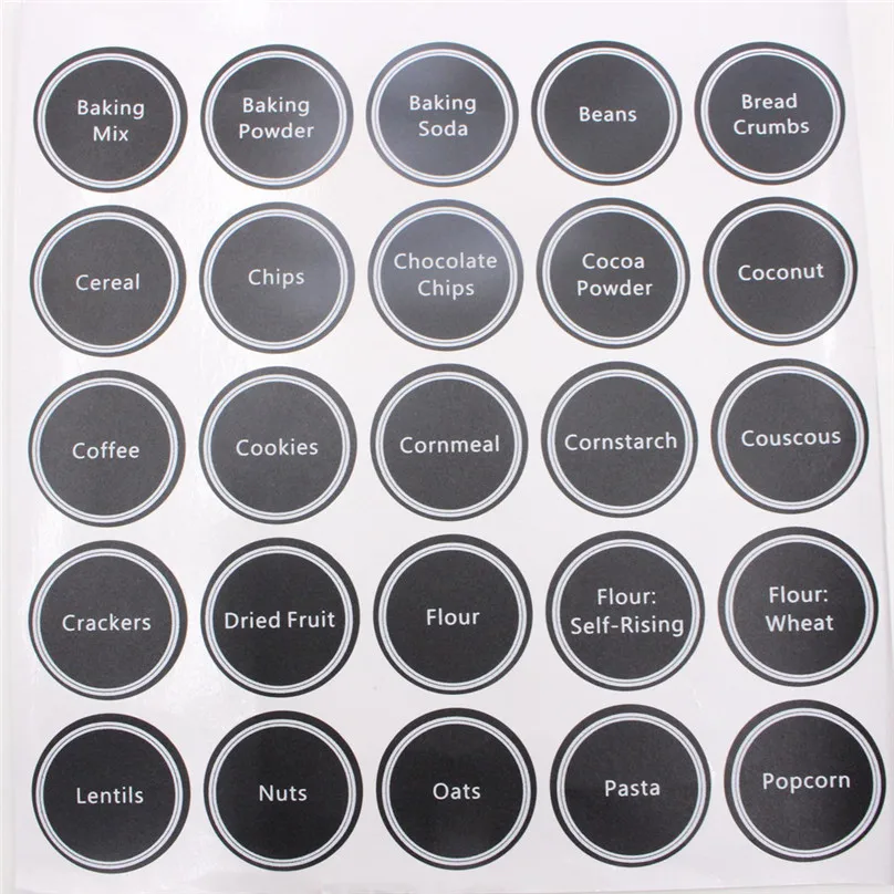 13pcs Printed Spice Jar and Pantry Label Set Chalkboard Round Stickers Write-on Labels Stickers #4M08 (7)
