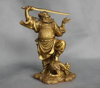 

10'' China Mythology The Exorcist Zhong Kui Slaughter Devil Bronze Statue