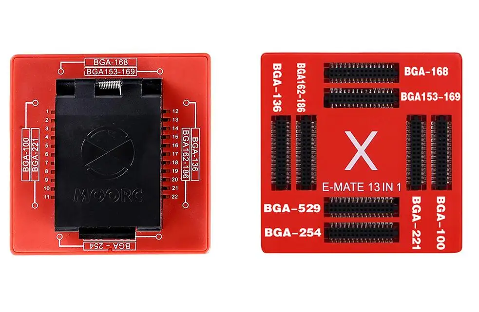 MOORC E MATE E-MATE X E MATE PRO BOX памяти на носителе EMMC BGA 13 в 1 поддержка 100 136 168 153 169 162 186 221 529 254 легкий JTAG плюс коробка