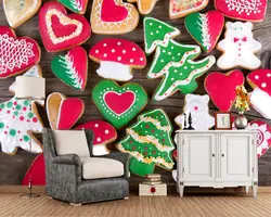 Papel де сравнению рождественское печенье грибы сердца дерево пищевой 3d обои, гостиная диван ТВ стены спальни документы домашнего декора