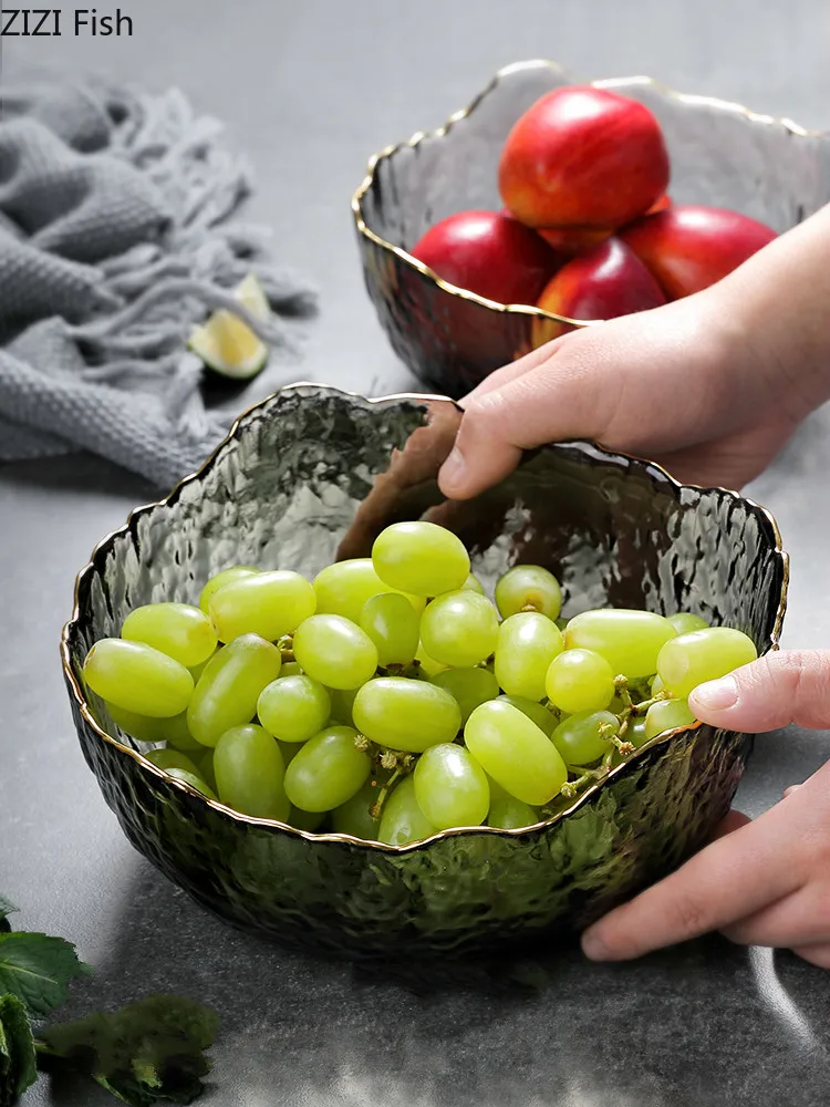 

Glass Transparent Fruit Plate Candy Desktop Decorative Plate Party Wedding Tableware Bread Plate Food Container Snack Tray
