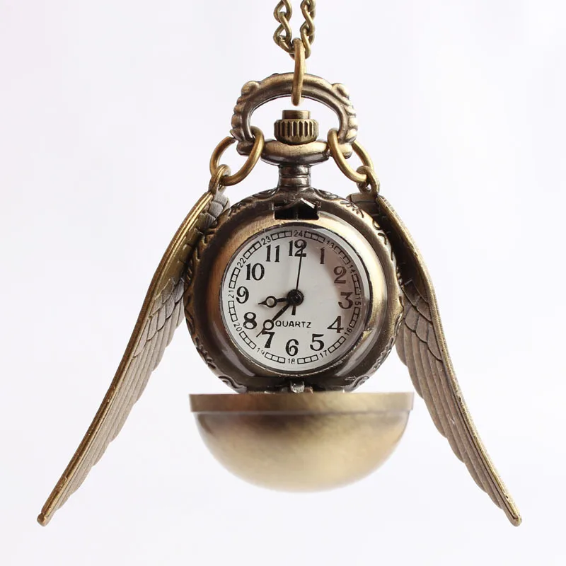 2016 Vintage Quartz Pocket Watch Harry Potter Necklace Chain Pendant Gifts Hogwarts School Mens Watch Golden Girl Women Gift stylish harry potter felixfelicis necklace for women