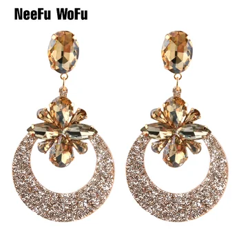 

NeeFu WoFu Drop Resin Earrings Crystal Earring Big Earring Large Long Brand Brinco Ear Accessories Oorbellen Christmas Gift