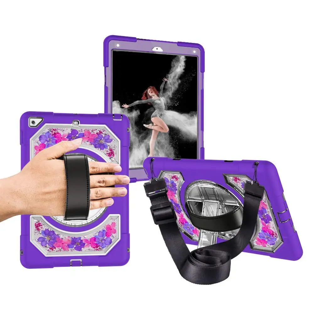 

Case for iPad 2018 2017 9.7 inch Tablet Cover 360 Rotating Hand Shoulder Strap Shockproof Protector 5th 6th Generation FHL05