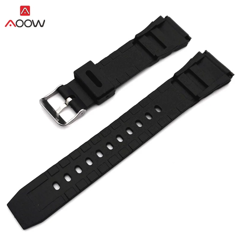 AOOW المطاط Watchbands 18 20 22 مللي متر الرجال السود الرياضة الغوص حزام ساعة سيليكون الفرقة مشبك معدني ل g-صدمة ووتش اكسسوارات
