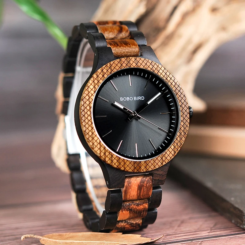 BOBO BIRD LD30-1 Wholesale Classical Men's Wood Timepieces Watch Custom Logo Wrist Watches Men with Grid Bezel Erkek Kol Saat