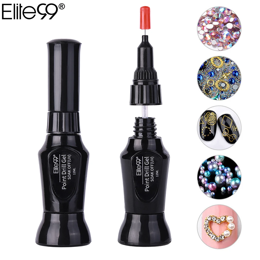 Elite99 12ml Point Drill Gel With Needle UV Acrylic Rhinestones Nail