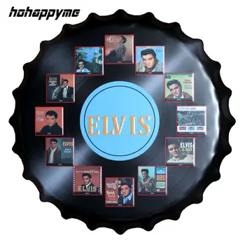 

Elvis Road Bottle Cap Decorative Metal Plate Plaque Vintage Pub Wall Art Metal Sign Vintage Home Decor 35 CM