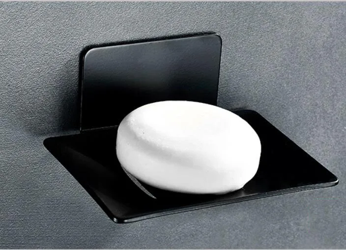 Не нужно пробить пространство алюминиевая мыльница коробка для ванной кулон мыло чистая Мыльница полка ванной ванная оборудование - Цвет: black