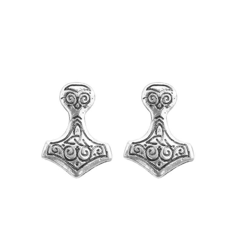 vintage Thor hammer Mjolnir Viking earrings Amulet Hammer Scandinavian