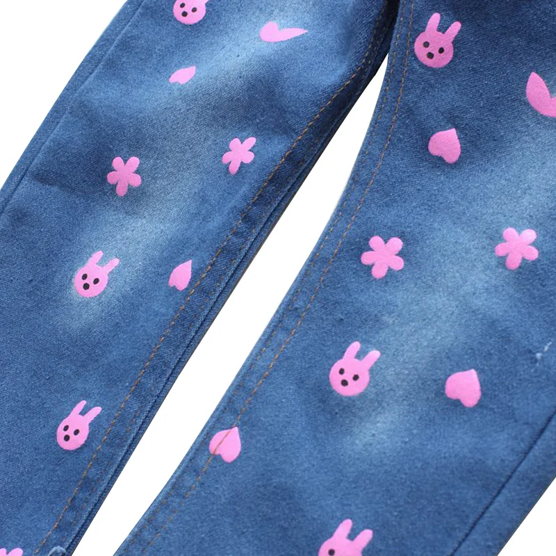 Cute Jeans For Girls Rabbit Print Jeans Pants Cotton Thin Denim Trousers Autumn Children Pants Casual Blue Jeans Girls Clothing (1)
