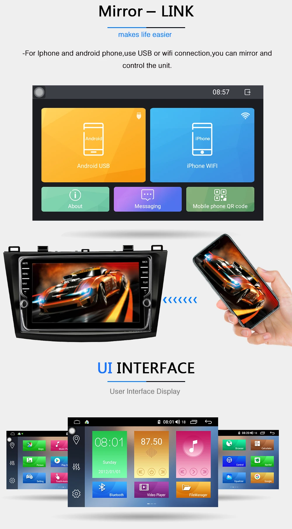 Excellent Funrover android 9.0 2 din car dvd multimedia player For Mazda 3 Axela 2009-2012 radio gps navigation stereo system DSP 64GB RDS 22
