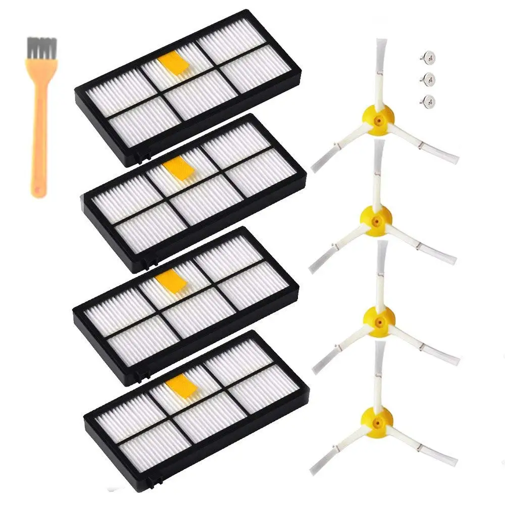 

4 x Filters 4 x Side Brushes 1 x Cleaning Brush Accessories for iRobot Roomba 800 & 900 Series Vacuum Cleaner Replacement Part