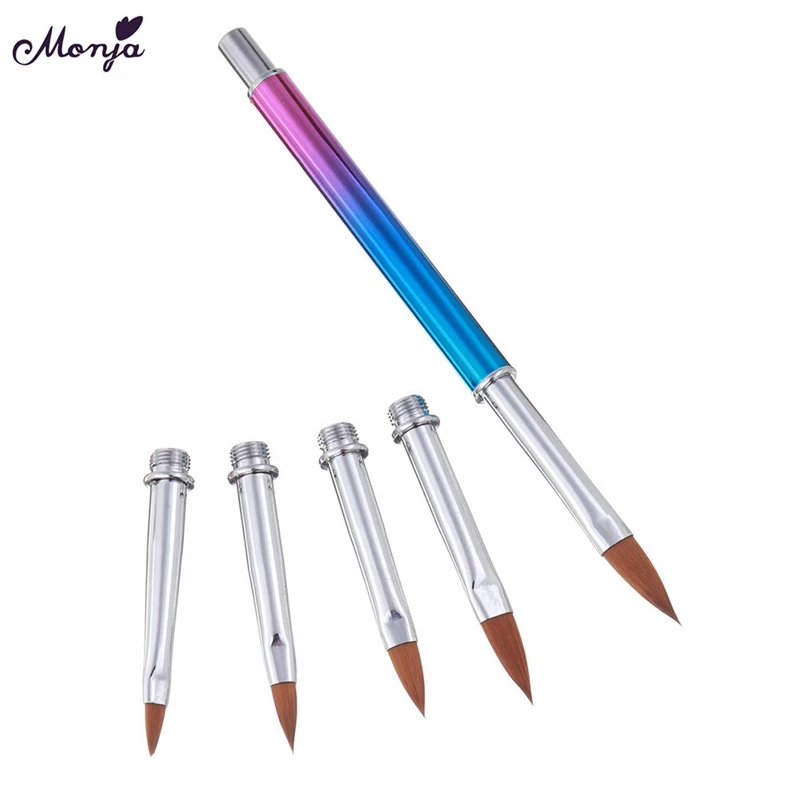 5 головок улыбка в форме полумесяца Акрил французский Nail Art Brush Set UV гель для ногтей градиент Цвет советы 3D DIY живопись чертежный вкладыш ручка