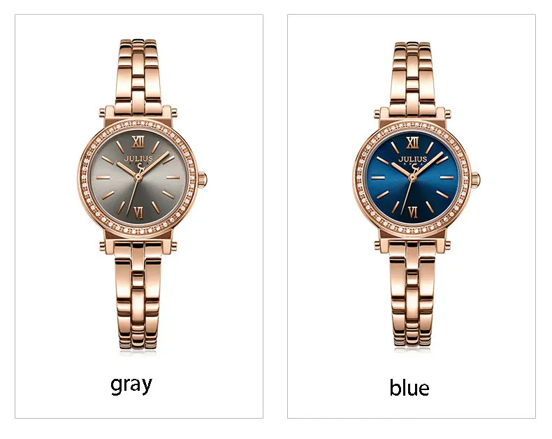 Julius Леди Классический браслет из нержавеющей стали часы женские роскошные стразы римскими цифрами платье наручные часы Reloj Mujer Часы