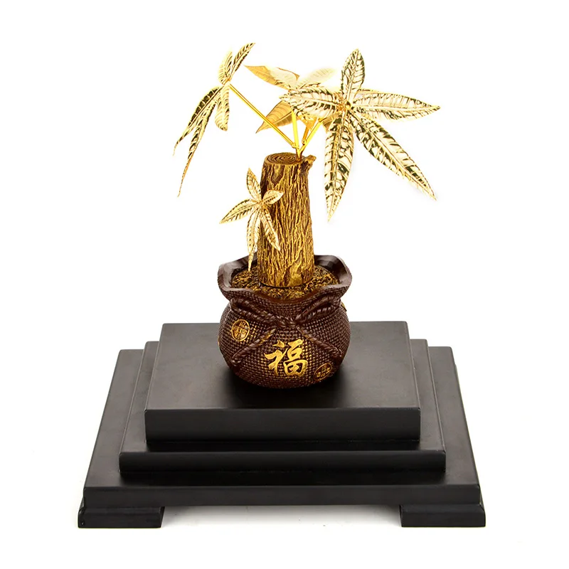 Asklove символ удачи фэн-шуй дерево золотой орнамент в стиле бонсай 24 к Золотая фольга украшения денежное дерево подарки Домашний декор офисные настольные поделки