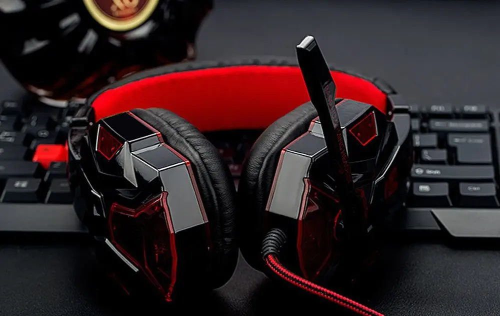  BALIYIN HiFi Gaming Headset Wired Bass Stereo with Microphone for Dota CF LOL Red