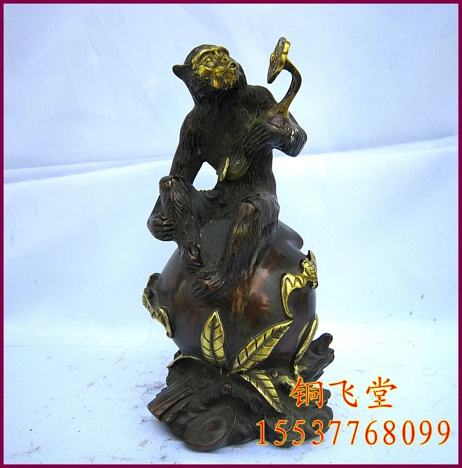

Copper Bronze decoration zodiac monkey peach
