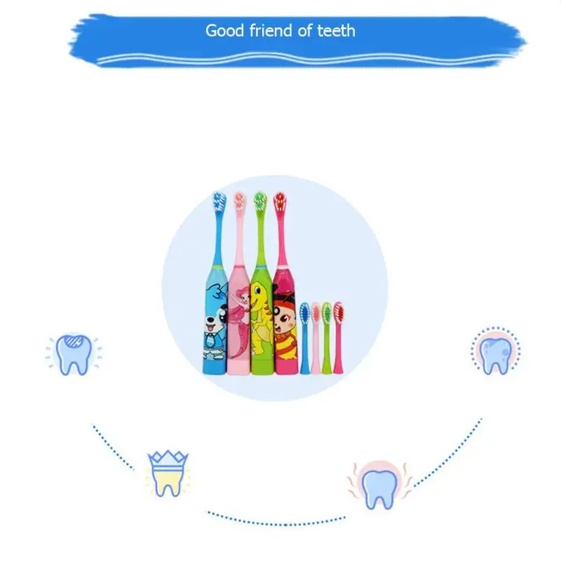 Children Electric Toothbrush Cartoon Pattern Double-sided Tooth Brush Electric Teeth Brush For Kids with 2pcs Replacement Head3