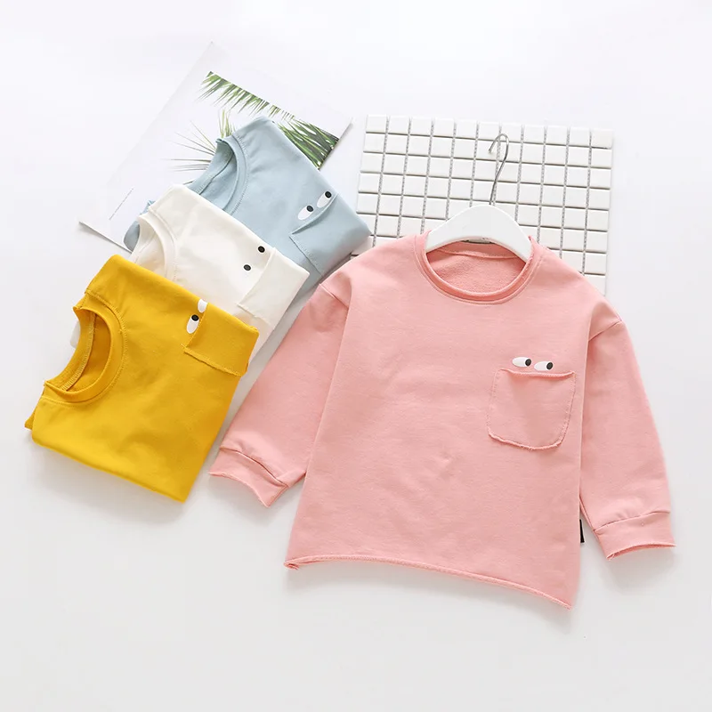 

Kids Bottoming Tshirt Boys Girl T-shirt Toddler Children Top Tee Winter Autumn Fall Unisex Long Sleeve Pocket 12M to 9 Years