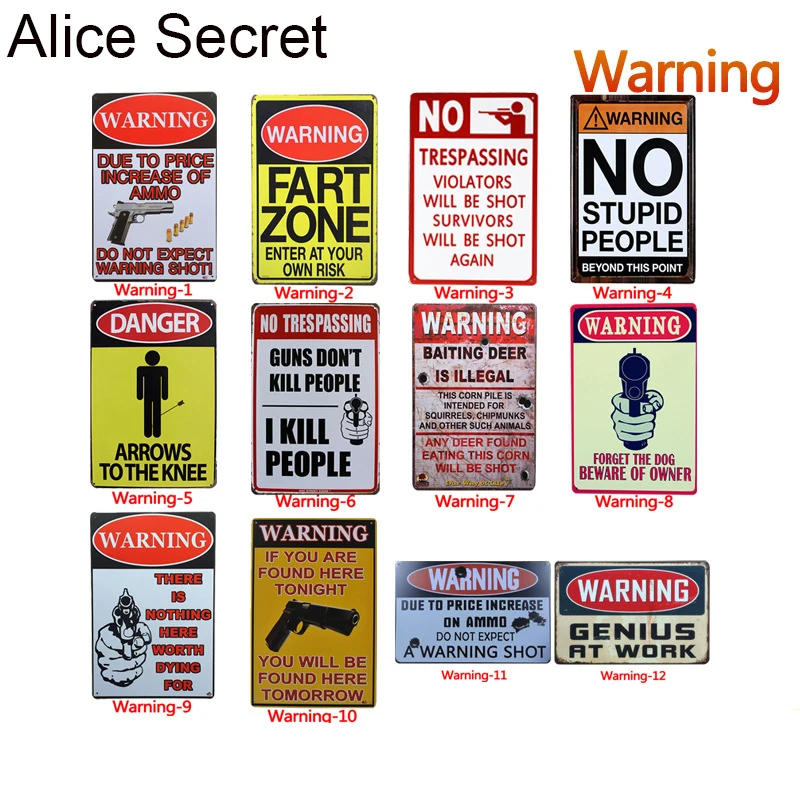 

Decor Vintage Warning Metal Plates Garage Home Bar Pub Danger Metal Plaque Tin Sign Bar Decoration be ware Metal signs
