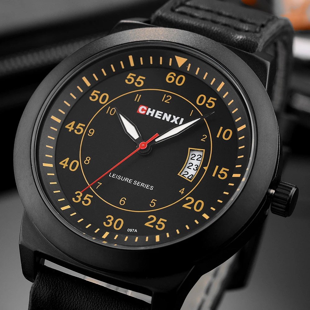 

Chenxi 097A sports waterproof watch fashion dial quartz luminous men's watch strap calendar factory outlet
