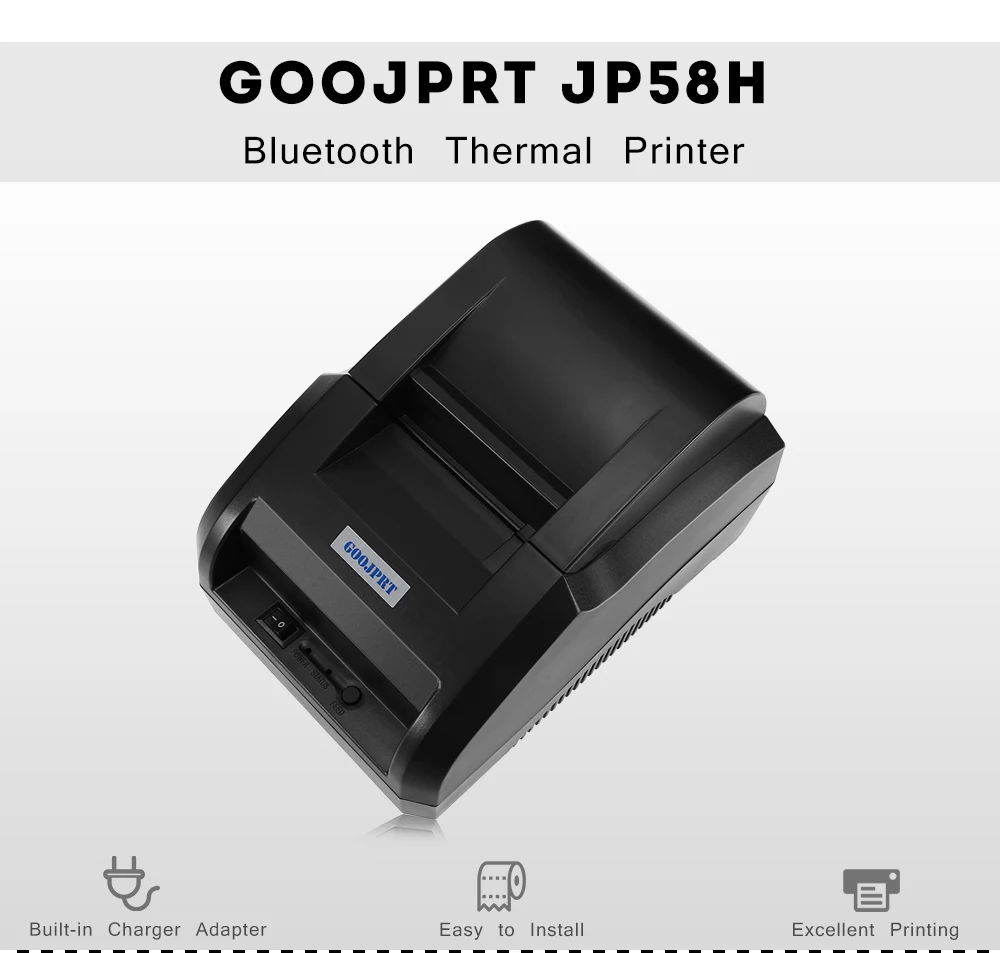 GOOJPRT JP58H 58 мм Беспроводной термальность принтер Bluetooth получения печатная машина 90 мм/сек. с USB порты и разъёмы для Android iOS
