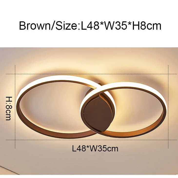 NEO Gleam, высокая яркость, круглые кольца, современная светодиодная Люстра для гостиной, спальни, кабинета, двойное свечение, новые люстры - Цвет абажура: Brown 2 Rings