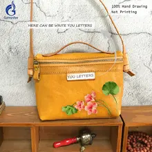 Винтаж сумки рисунок цветочный сумки полный зерна коровьей кожи Crossbody желтый черные мешки для Для женщин женские клатчи