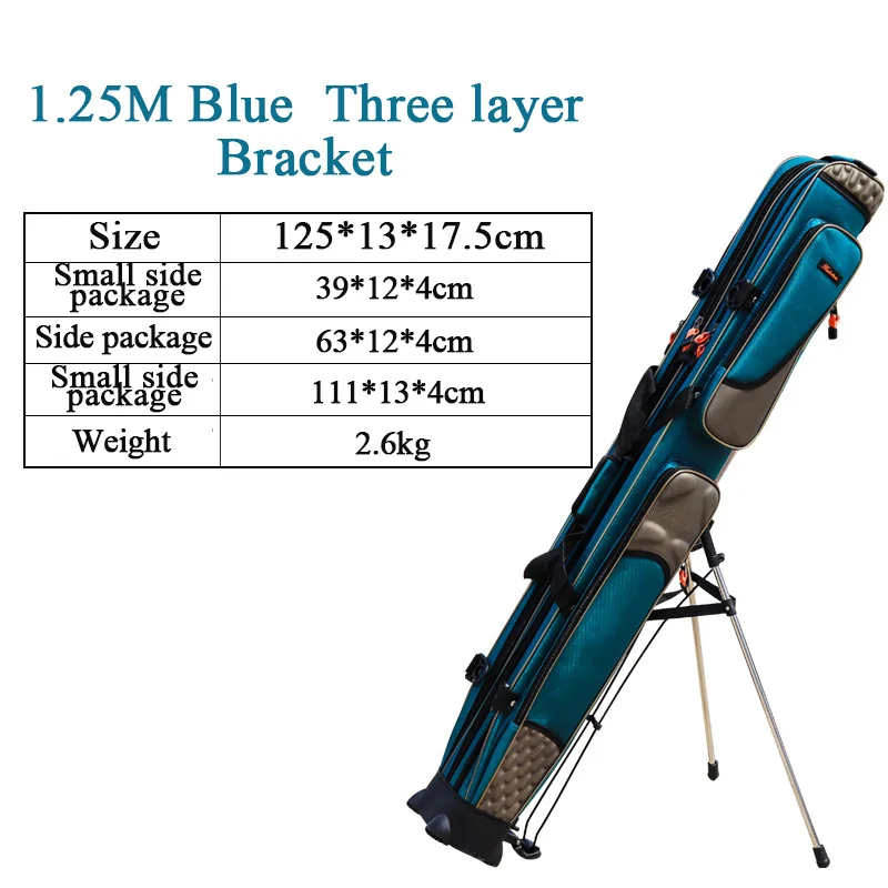 Новая водонепроницаемая сумка для удочки WalDing, устойчивая к царапинам, 1,25 м, два или три слоя, Самоустанавливающаяся, вместительная сумка для удочки - Цвет: Blue Three layer