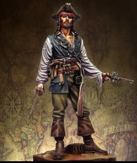 

75mm Scale Pirates of the Caribbean Jack Unpainted Resin Model Kit Figure Free Shipping