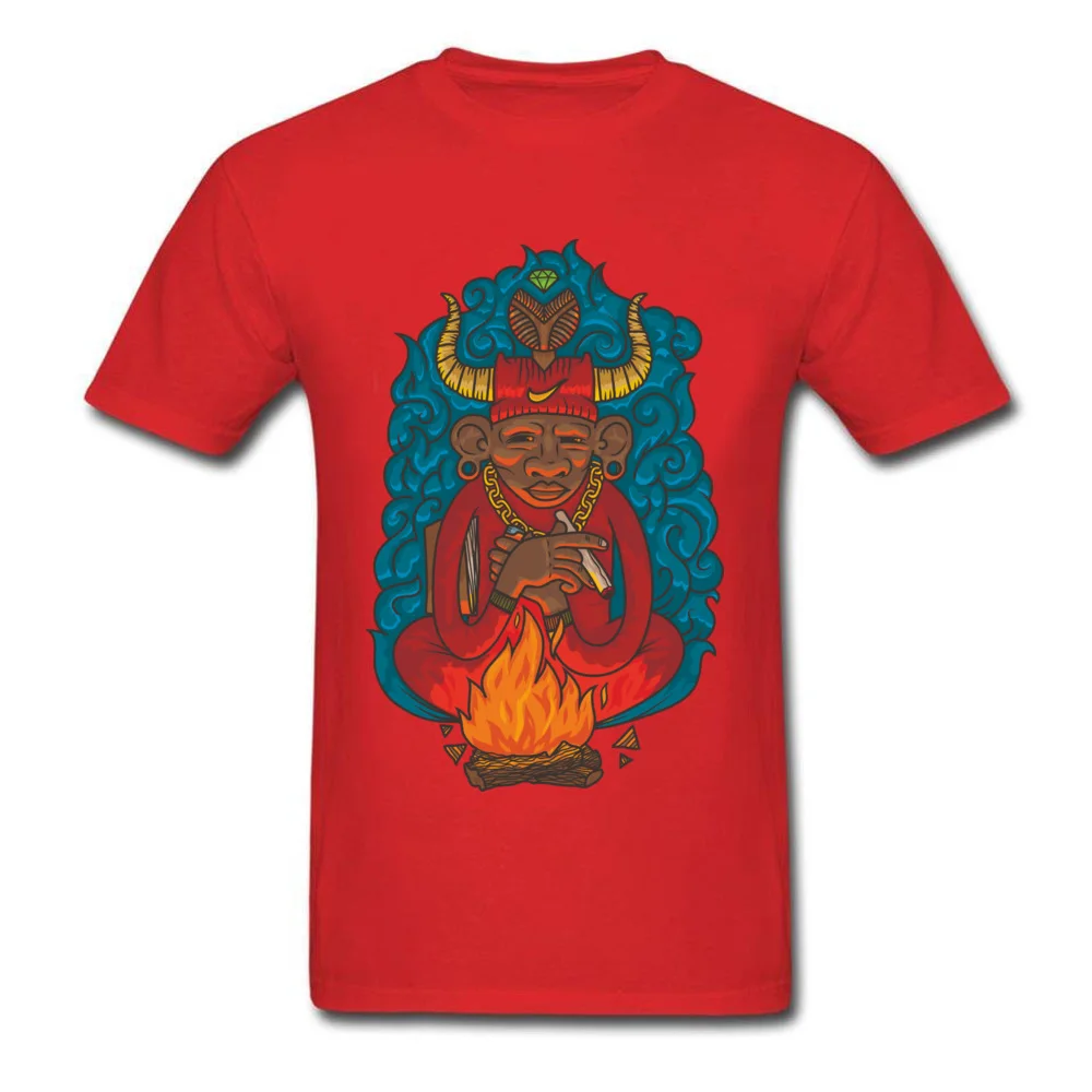 Hip hop Tshirts Funny O-Neck Fiery Shaman All Cotton Adult Tops Shirt Classic Short Sleeve T-Shirt Drop Shipping Fiery Shaman red