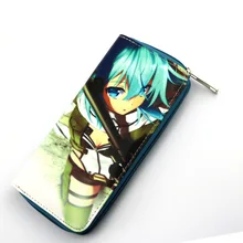 Аниме меч искусство онлайн 2-интерактивный пистолет со вспышкой длинный стиль PU кошелек напечатанный с Асада Сино ж/молния