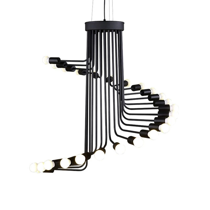 

20 light loft retro LED Pendant Light heliciform AC220V 3W bulb Spiral Staircase drop Lighting fixture E27 holder EMS DHL