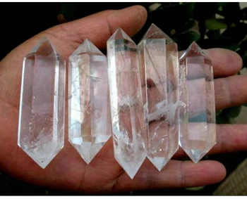 

000002082##@@5PCS AAA NATURAL CLEAR QUARTZ CRYSTAL DT WAND POINT Healing