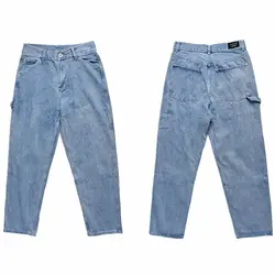 2018 г. мужские длинные штаны в стиле хип-хоп flare Штаны Канье Уэст страх Божий Джастин Бибер узкие брюки бегунов Байкер джинсовые синие джинсы
