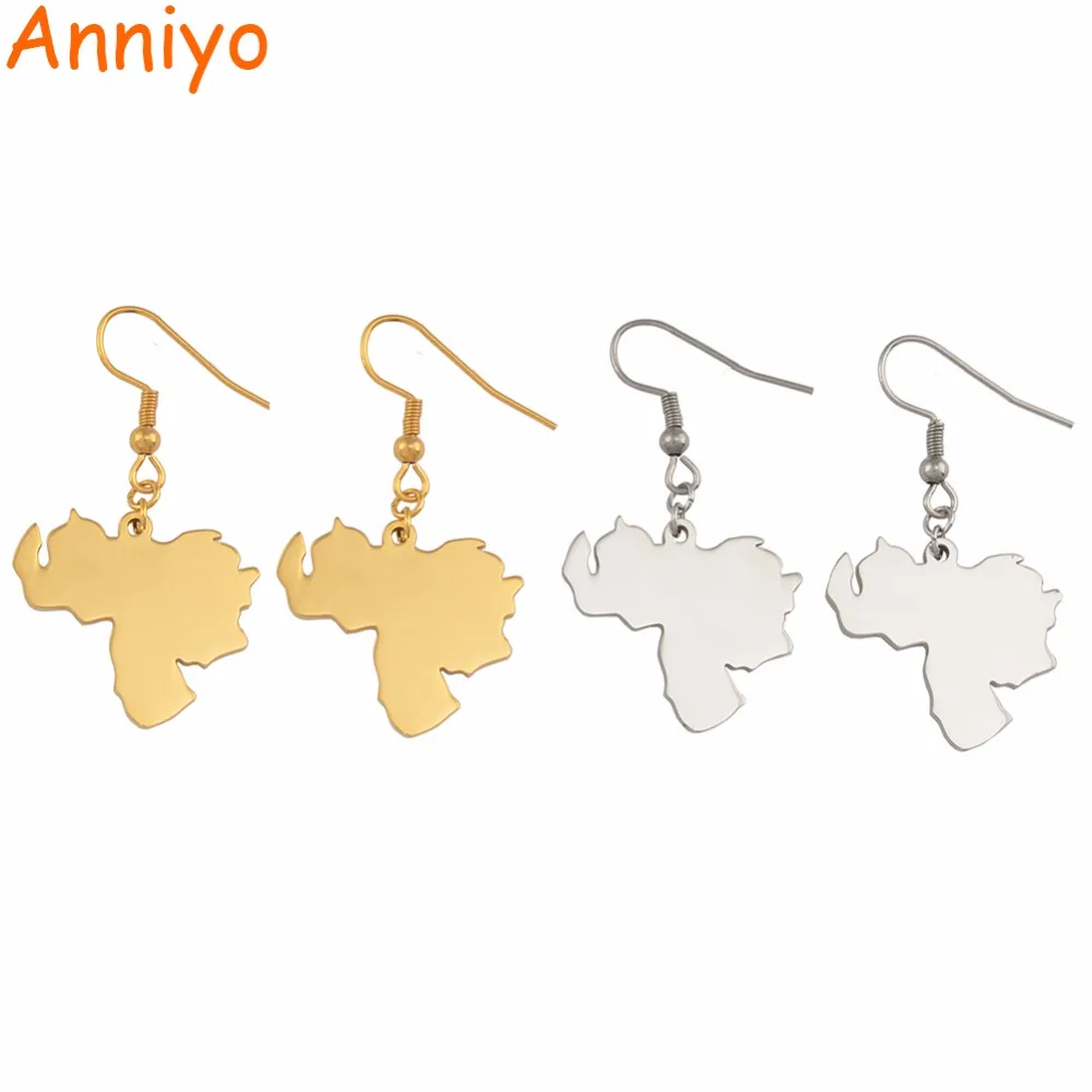 

Anniyo Venezuela Map Earrings for Women Gold Color/Silver Color Stainless Steel Jewelry Venezuelan Items #027121