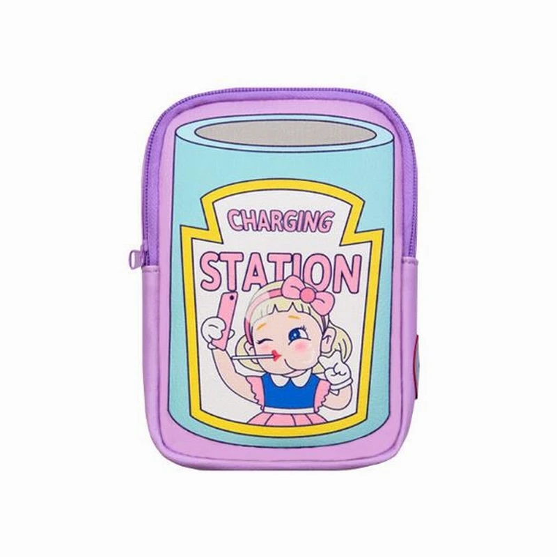 

Coin Purses cute Carry Phone Bags Cartoon Printed Earphone wire hole Bags for Women Zipper Funny Pattern Coin Purse