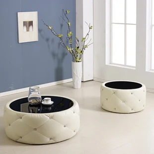 European Style Living Room Balcony Tatami Round Tea Table And