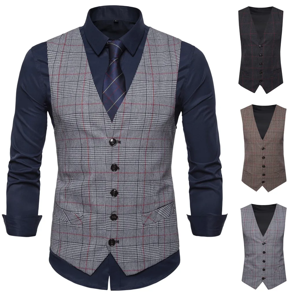 Men's Fashion Business Casual Wedding Waistcoat Tops Vest  Jacket Top Coat Support Wholesale And Dropship