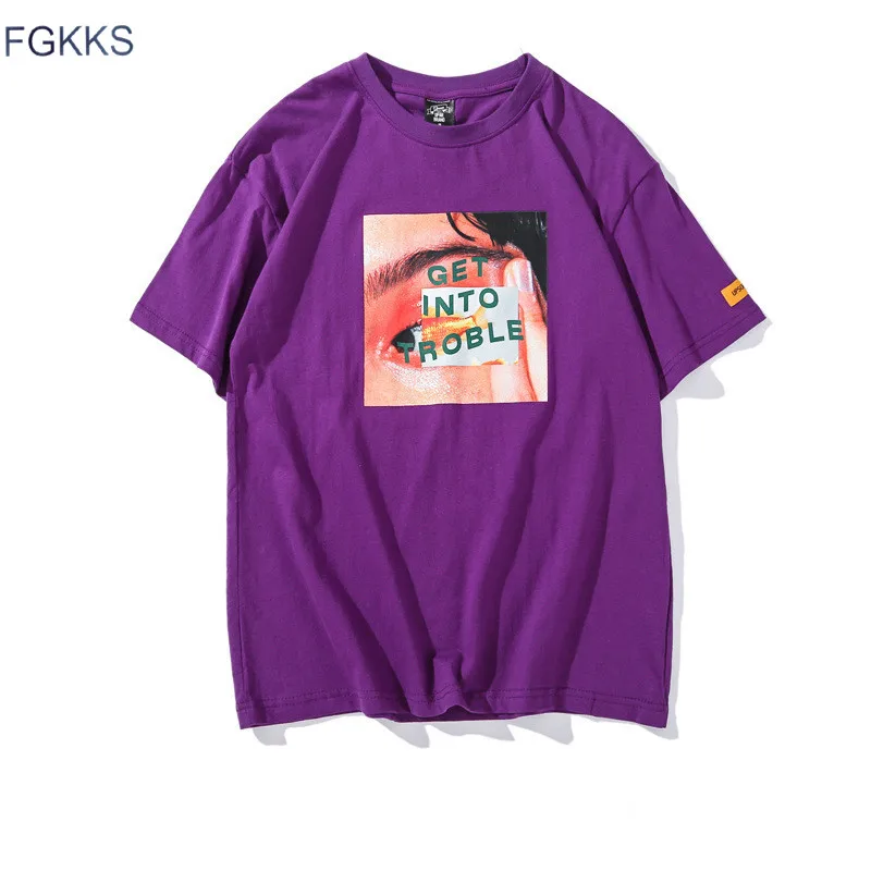 

FGKKS Fashion Brand Men Short Sleeve T-shirt 2019 Summer Men's Hip Hop Cotton T-Shirts Male Casual Streetwear O-Neck Top