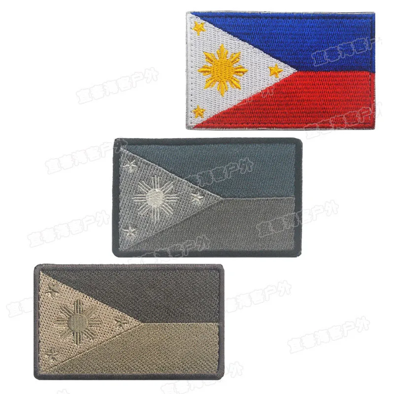 

Philippines Embroidery Patches Badges Emblem military Army 8cm Accessory Hoop and Loop Tactical Morale National Flag states