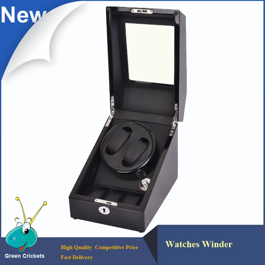 Latest Luxury Black High Glossy Surface line with PU Leather Watches Winder 5 Mode Automatic Watch