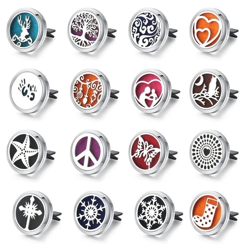 

New Tree of Life&Owl Car Air Diffuser Stainless Steel Freshener Car Essential Oil Diffuser Perfume Aromatherapy Locket Pendant