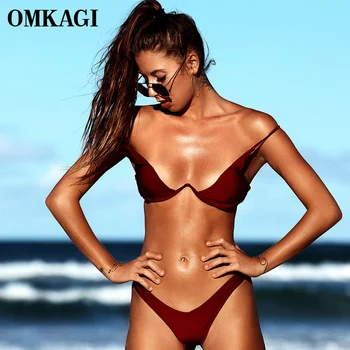 

OMKAGI Brand Brazilian Bikini 2020 Swimsuit Sexy Push Up Swimming Bathing Suit Beachwear Underwire Bikinis Set Swimwear Women