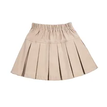Летние повседневные плиссированные юбки для детей 3, 4, 6, 8, 9, 10, 12, 14 лет, Детская Хлопковая одежда, однотонная школьная юбка для танцев для маленьких девочек