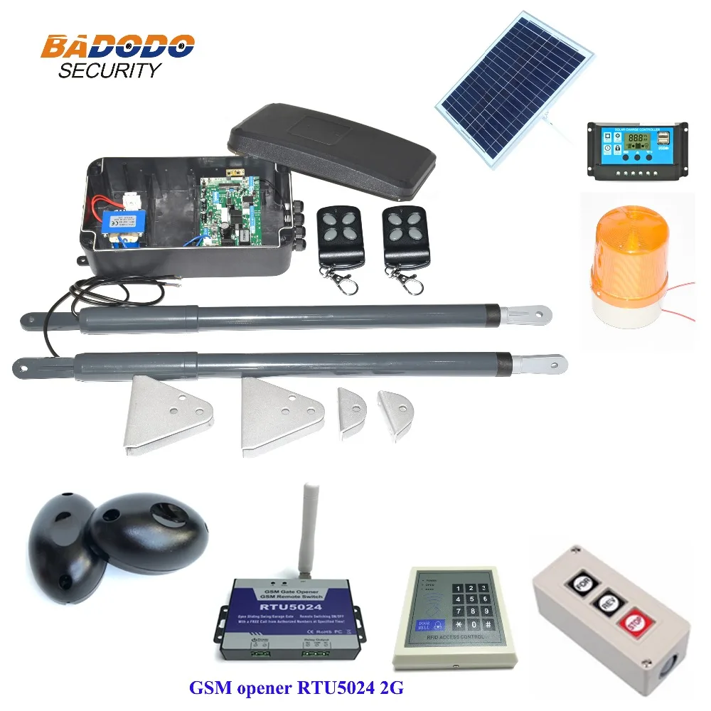 

AC220V 200KG large force waterproof automatic Dual Arm swing gate Opener open Operator driver closer with solar panel powered