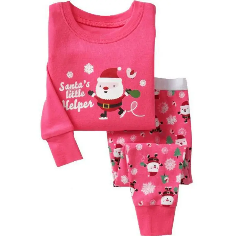 Детское белье для сна пижамы рождественские пижамы с Сантой для девочек детские футболки с длинными рукавами и брюки комплекты для мальчиков хлопковые пижамы размер 2–7 лет