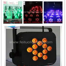 A-(8/Лот) сценическое Профессиональное Освещение DJ par перезаряжаемый 12x18 Вт 7в1 RGBWA UV розовый DMX беспроводные питание от батарейки Led Par плоский