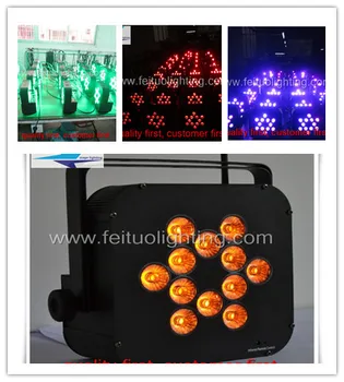 

A-(8/lot)stage Pro lighting DJ par rechargeable 12x18w 7in1 RGBWA UV pink DMX Wireless Battery Powered Led Par flat